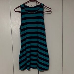 Striped Sleeveless Top - Navy and Teal